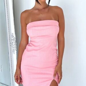 Elegant Pink Strapless Dress